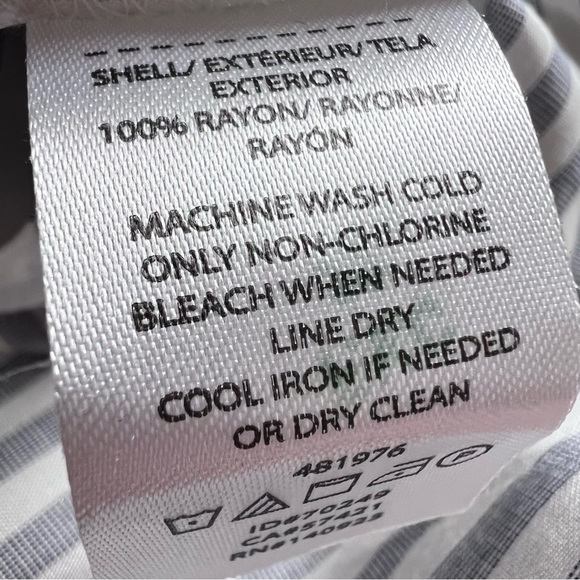 Loft Long Sleeve Spring Popover Blouse Blue & White Stripe Size 26 | NWT - Picture 8 of 11